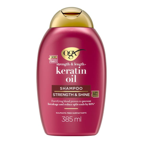 OGX Strength and Shine Keratin Oil Shampoo 385ml (Sulphate Free)