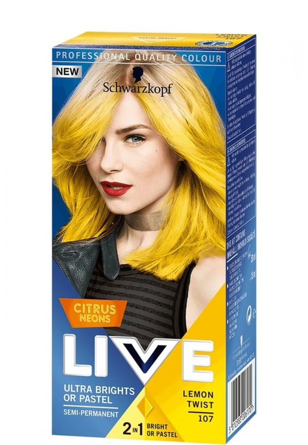 Schwarzkopf Live Ultra Brights Or Pastel Citrus Neons Semi Permanent Hair Colour - 107 Lemon Twist