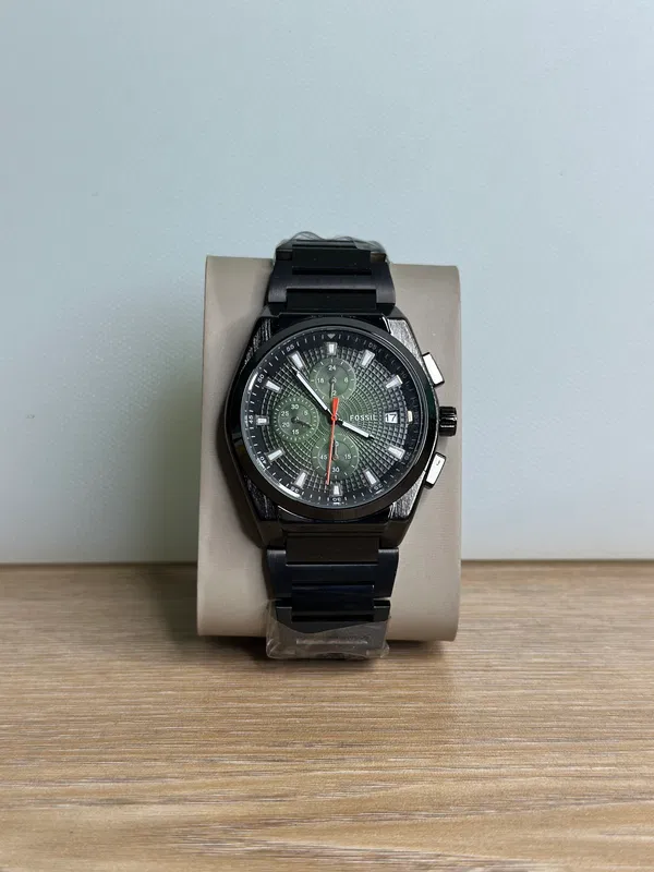 Fossil Everett Chronograph Black Chain - Green Dial