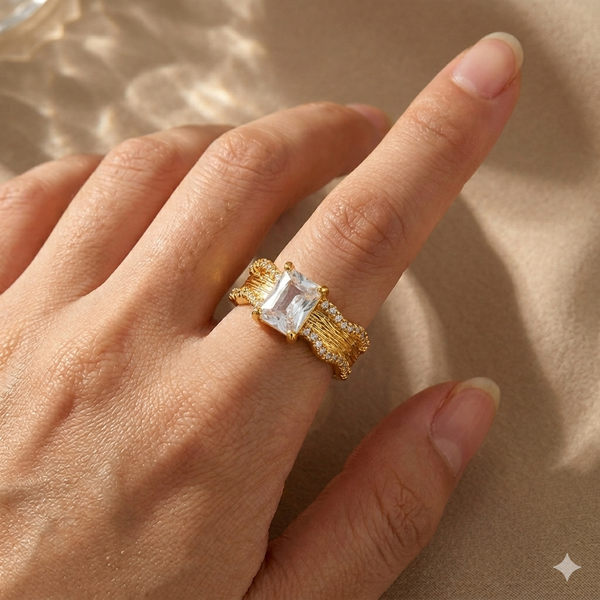 Micro zircon design ring