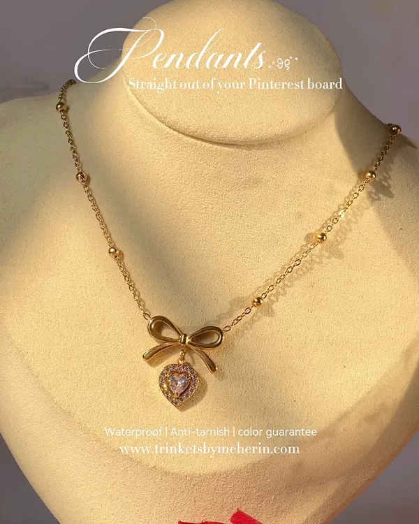Zircon stone bow pendant