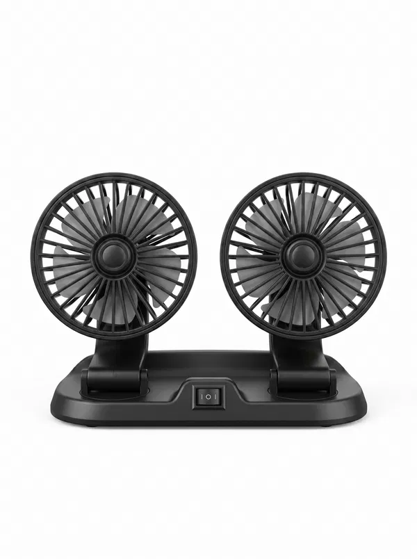 Premium 12V Dual Head Car Cooling Fan With Integrated Rear Parking Phone Number Display