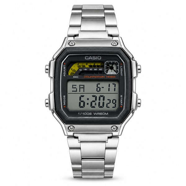 CASIO OCTAGON RETRO DIGITAL STEEL