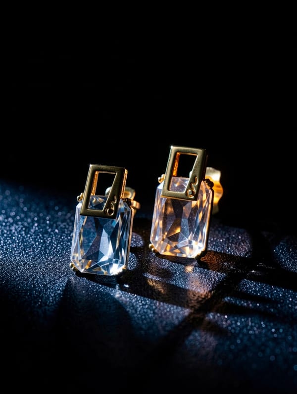 Simple Crystal Geometric Earrings for Women – Silver Plated Copper Korean Style Fashion Earrings