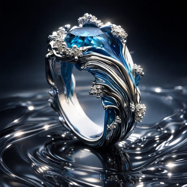 Hongdi Wave Enamel Diamond Ring for Women – Geometric Luxury Alloy Ring | European American Style Fashion Jewelry