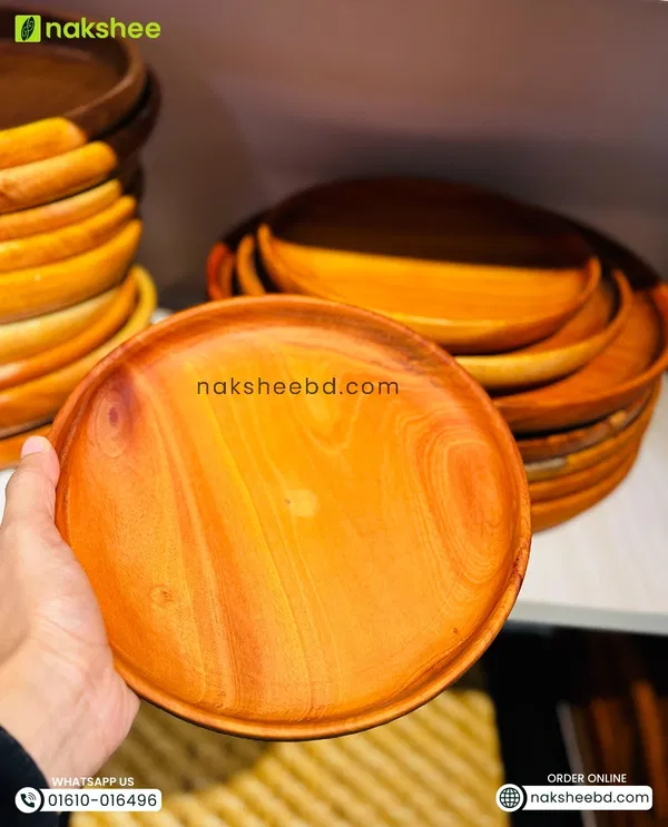 Oil polish wooden plat-8 inch