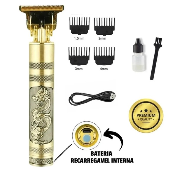 T9 Vintage USB Rechargeable Double Battery Hair Trimmer Electric Hair Clipper metal body Haircut Machine For Men