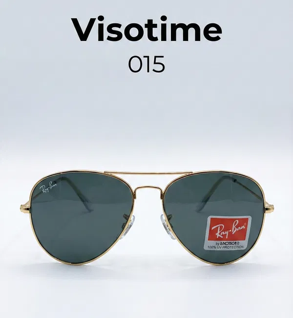 Classic Gold-Tone Aviator Sunglasses – Dark Green Lens (Model 0015)