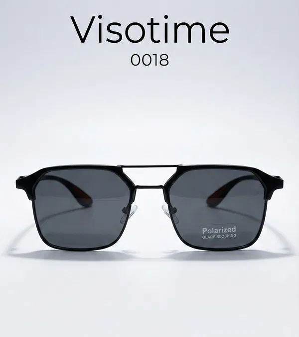 Visotime Men’s Geometric Double-Bridge Polarized Sunglasses (Model 0018)