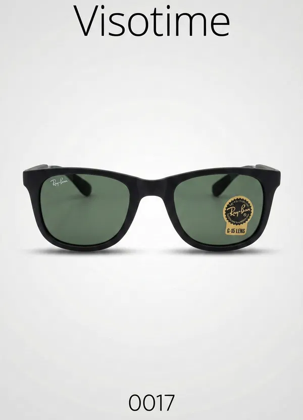 Ray-Ban Matte Black Rectangular Sunglasses – G-15 Green Lenses (Product Code: 0019)