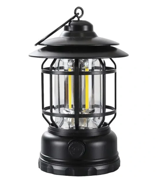 Multifunctional Rechargeable Stepless Dimming Handheld LED Camping Lamp Vintage Portable Lantern