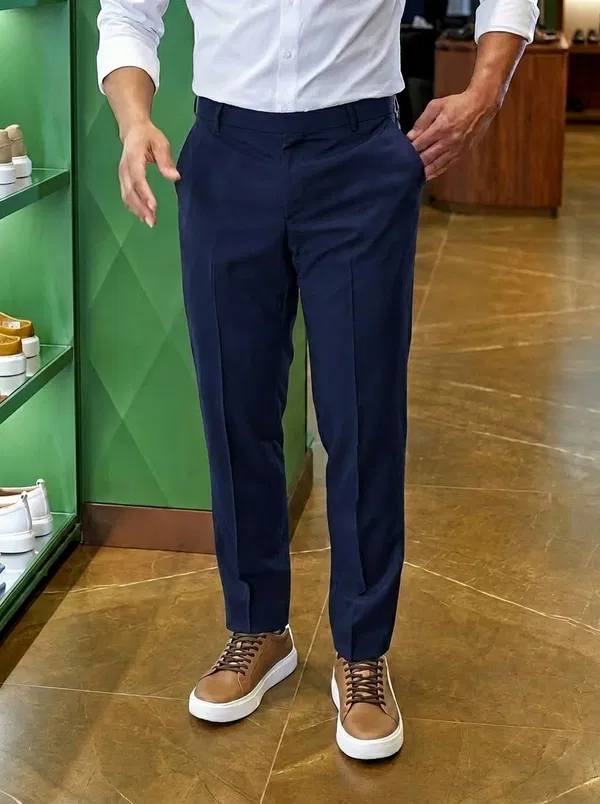 Formal solid Nevy pant -Chaina fabric