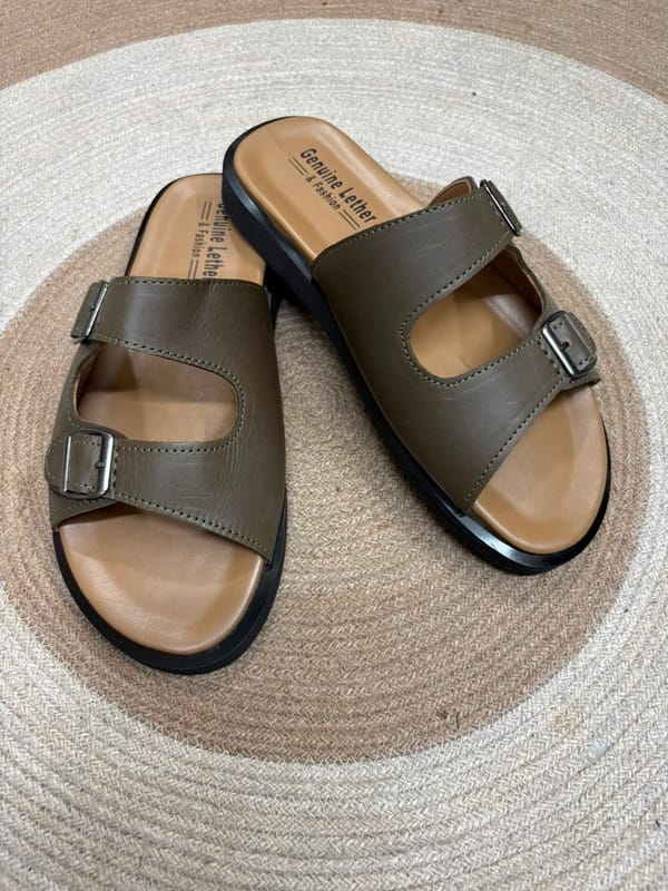 Premium designed pure lather slipper sandal -002