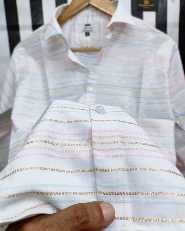 Premium solid with stripe shirt (white)
