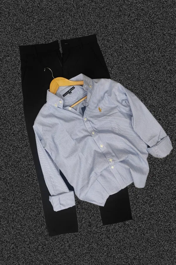 Formal black pant with old money shirt