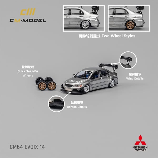 CMModel - Lancer Evolution IX Voltex Modified Metallic Silver