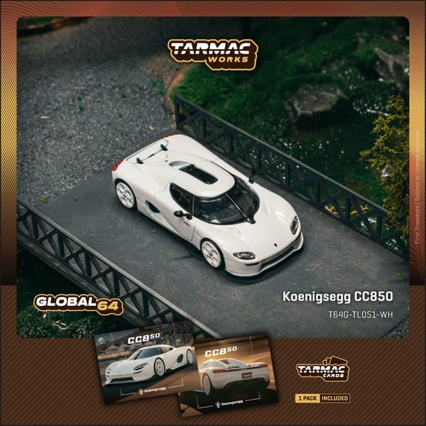 Tarmac Works - Koenigsegg CC850 White With Trading Card