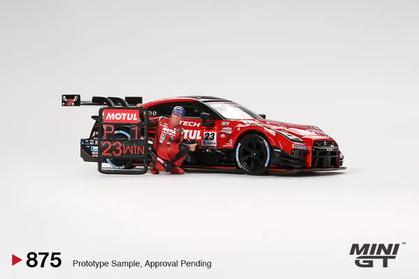 MiniGT - Nissan GT-R NISMO #23 "MOTUL AUTECH GT-R 2021" SUPER GT SERIES Suzuka winner W/ Matsuda Figure Tsugio Matsuda Collection No.2