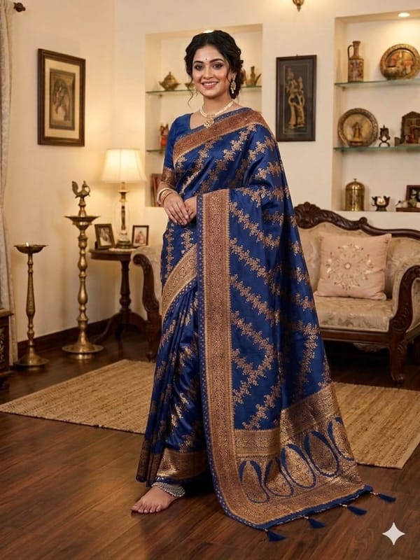 Japani Silk Sharee with Blouse Piece প্রিমিয়াম জাপানি সিল্ক শাড়ী সাথে ম্যাচিং ব্লাউজ পিস স্কীন প্রিন্টের কাজ করা