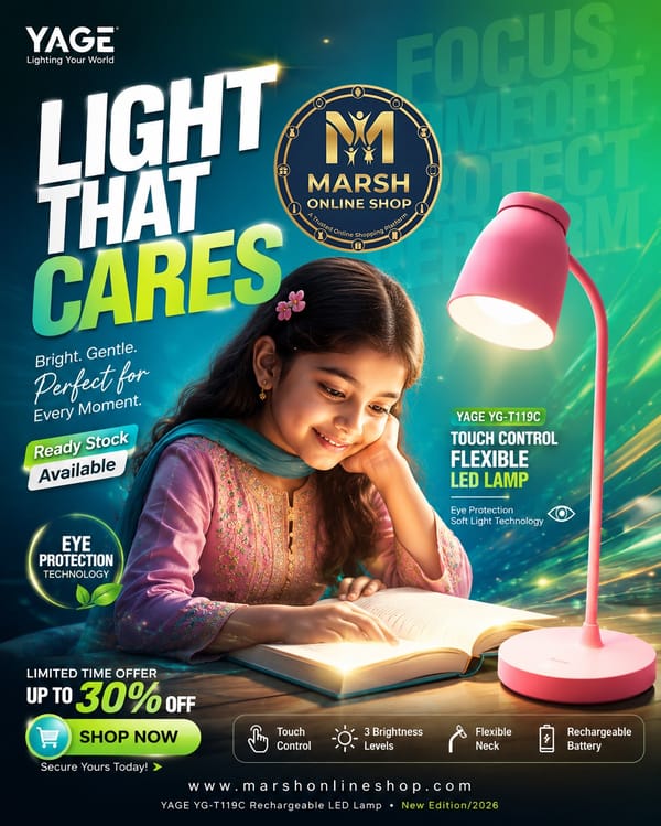 👉🔰YAGE YG-T119C Rechargeable Eye Protection Touch Control Flexible LED Lamp