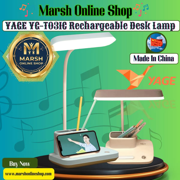 ๐๐ฐYAGE YG-T031C Rechargeable Eye Protection Table Lamp with Pen & Phone Holder