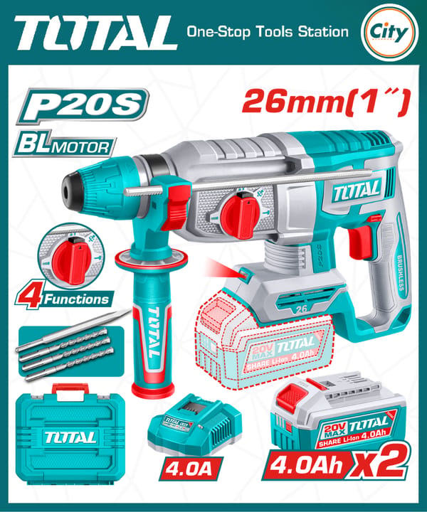 ২০ ভোল্ট কর্ডলেস রোটারি হ্যামার TOTAL TRHLI262085