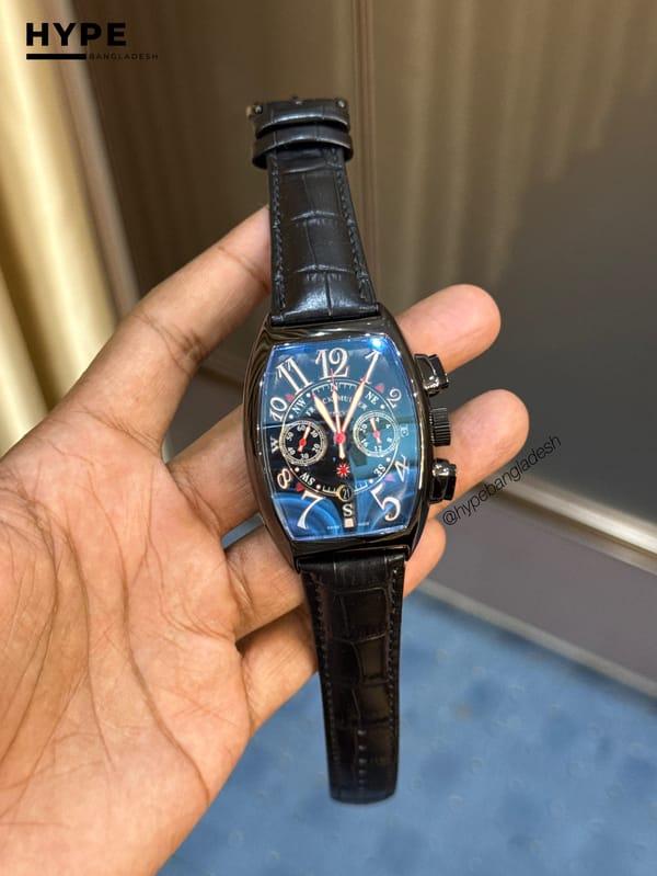 Franck Muller Quartz Chronograph Leather Belt (Black)