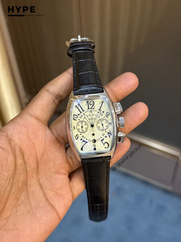 Franck Muller Quartz Chronograph Leather Belt (Silver-White)