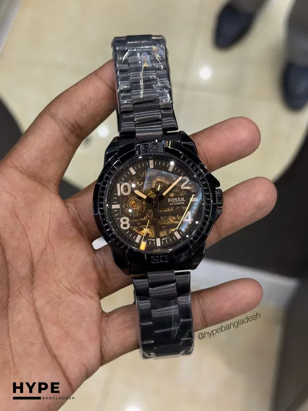 Fossil Chain Automatic Brown Glass (Black)