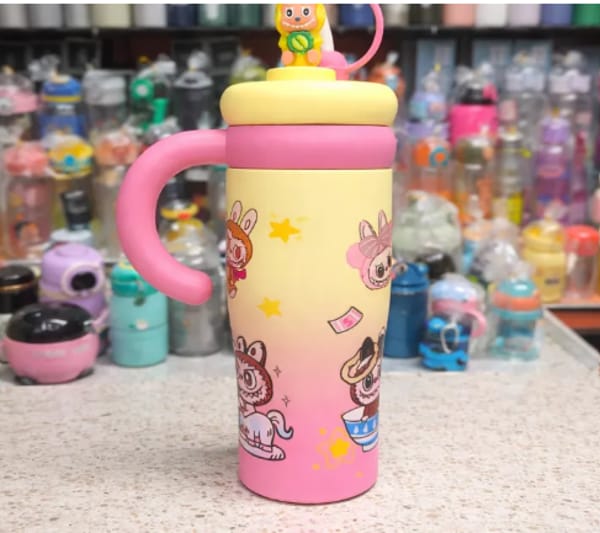 Premium Cartoon Printed Insulated Water Bottle with Handle – Hot & Cold inva gadget