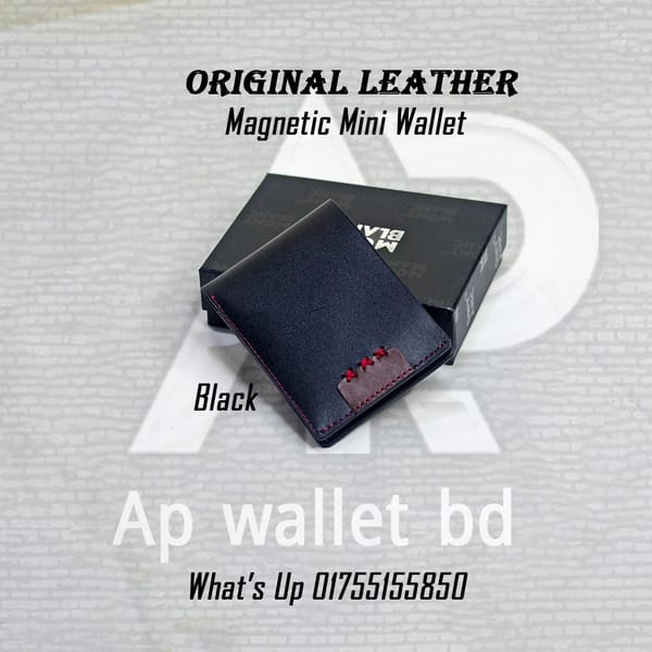 Magnetic Mini Wallet Original Leather With Box