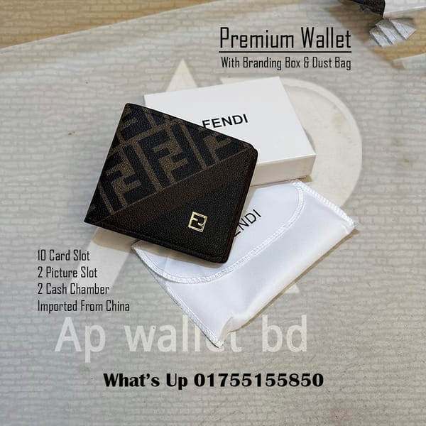 Premium Fendi Sort Wallet With Box & Dust Bag