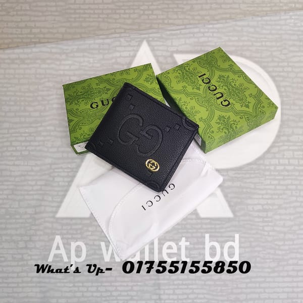 Premium  Gucci Embossed Short Black wallet with OG Box & Dust bag