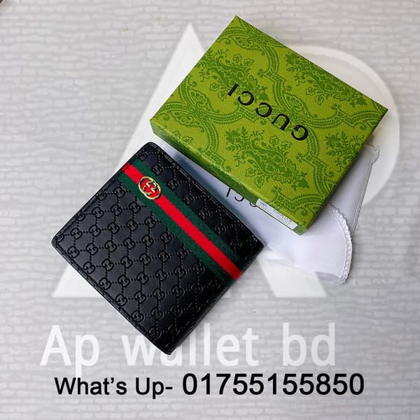 Gucci Embossed Premium Short Black wallet with OG Box & Dust bag