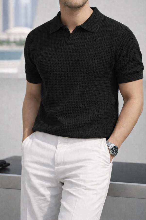 Waffle Polo Black