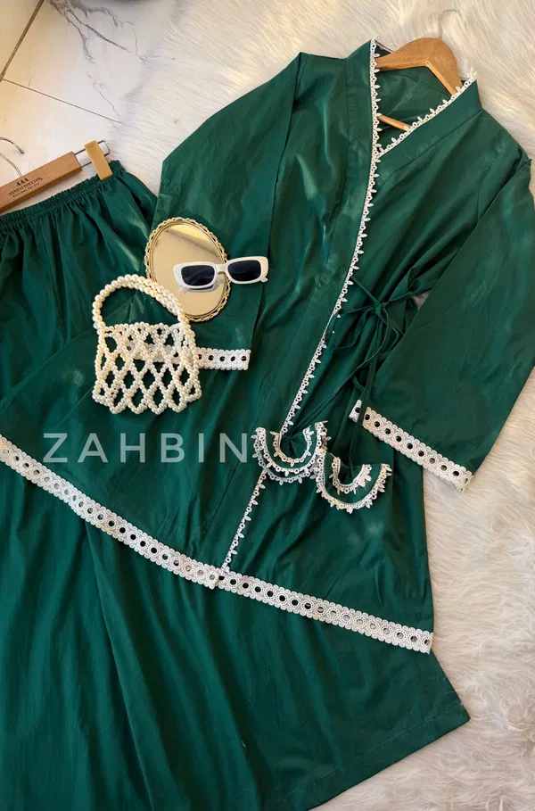 Bottle Green Angrakha Set💗