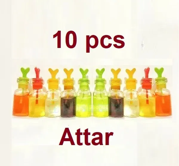 10pcs Attar in Small Glass Bottle with Different Fragrance/Multicolor Ator/ Mini attar bottle/Mini attar combo pack/ Nurani Ator