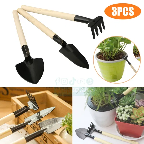 3 Pcs Garden Tools Set Large Hand Shovel Rake Fork Gardening Kit | Price in BD