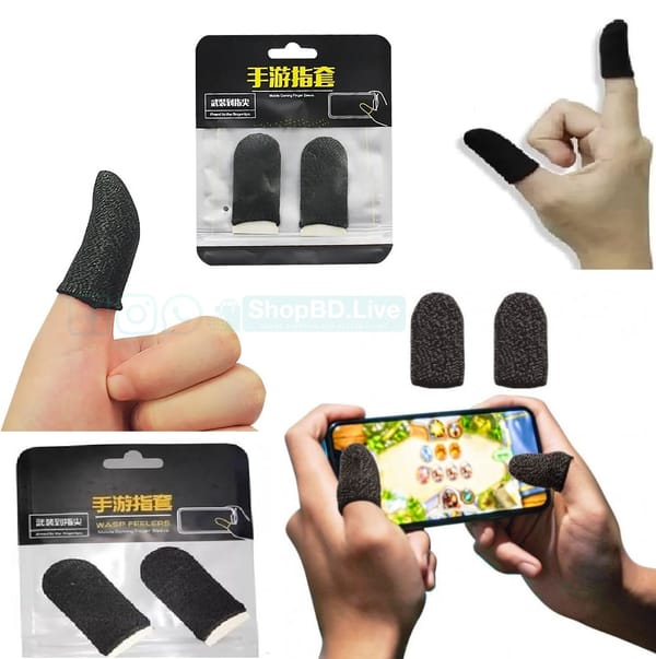 WASP Feelers Thumb & Finger Sleeve for Mobile Games, Pubg, Cod, Freefire Anti Sweat & Slippery Finger Sleeve 1 Pair (2 Pieces)