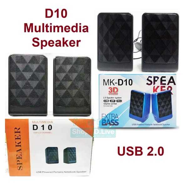 D10 Mini USB Multimedia Portable Speaker for Laptop Mobile Computer PC Desktop MK D10 - Black