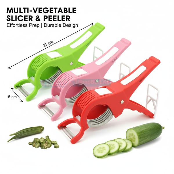 2-in-1 Multipurpose Vegetable & Fruit Cutter with Peeler | 5 Sharp Blades Multi Chopper | Price in BD