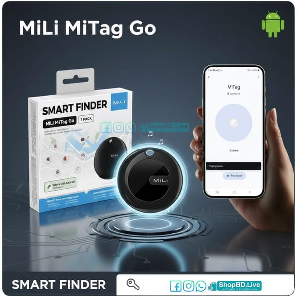 MiLi MiTag Go Android Location Tracker – Compatible with Google Find My Device, IP67 Waterproof, BLE 5.2 | Price in BD