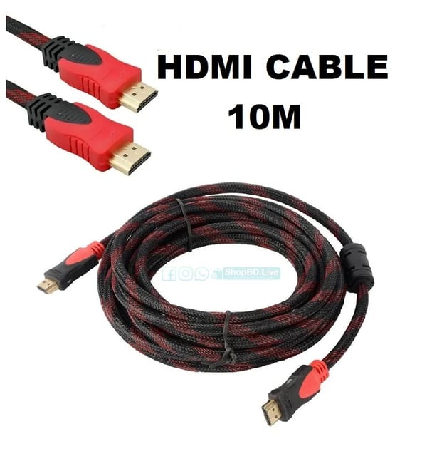 Hi Speed 10M HDMI Cable Hi Quality for Laptops - Red and Black