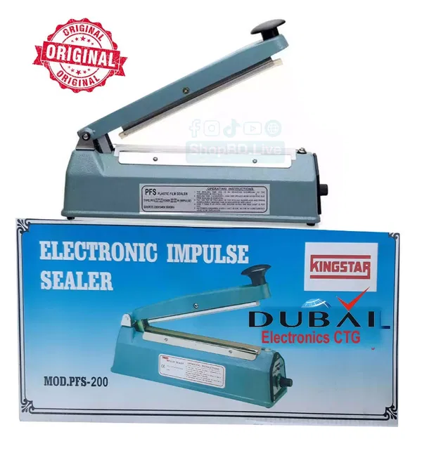 PFS‑200 Manual Heat Bag Sealer 8in Impulse Sealing Machine 210W Plastic Packaging Sealer with Adjustable Timer