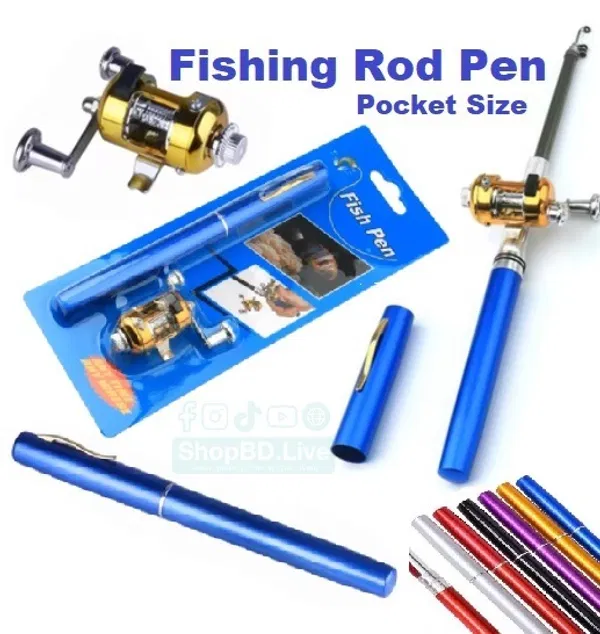 Portable Pocket Size Fishing Rod Pen with Reel Mini Telescopic Fishing Combo | Price in BD