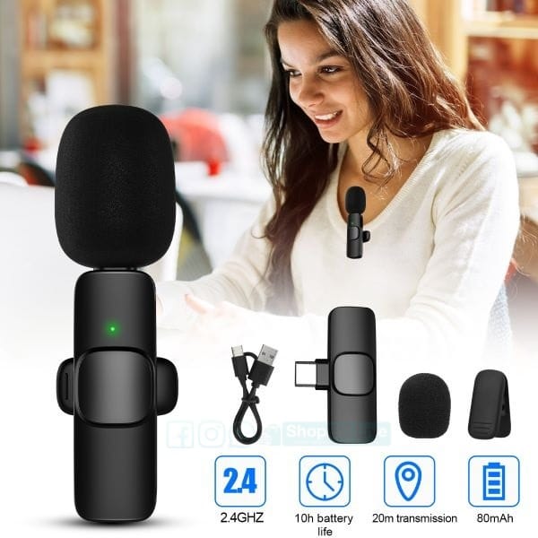 K8 Wireless Lavalier Microphone Type-C – Plug & Play Clip Mic for Android Vlogging, Interview & YouTube | Price in BD