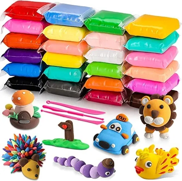 12 pcs Colors Air Dry Clay - Clay Set of 12 Colours Colors for Kids, Air Dry Clay for Kids DIY Ultra-Light Modelling Bouncing Clay with Tools for Kids 12 Different Color Clay