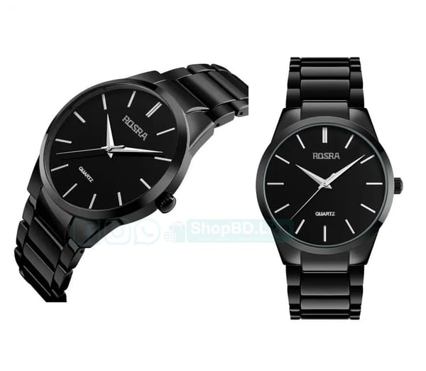 Stylish ROSRA Stainless Steel Black Colour Fashionable Man Watch