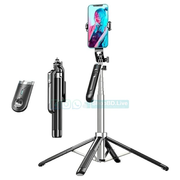 P190 Live Streaming Phone Selfie Stick 1.8M Extendable Floor Stand with Bluetooth 5.2 Remote | Price in BD