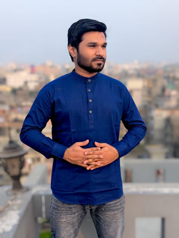 full sleeve cotton katua royel blue